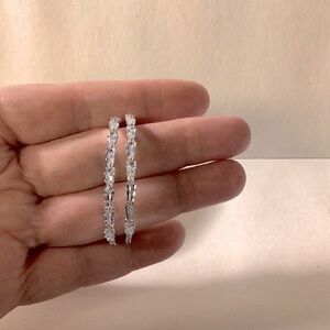 Silver White Topaz Hoop Earrings